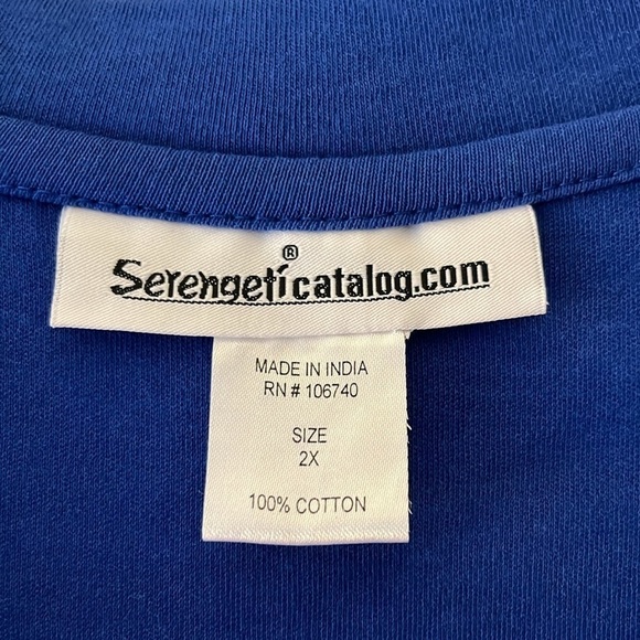 Serengeti 3/4 sleeved royal blue top with white. Size 2X. New in bag - Picture 2 of 6
